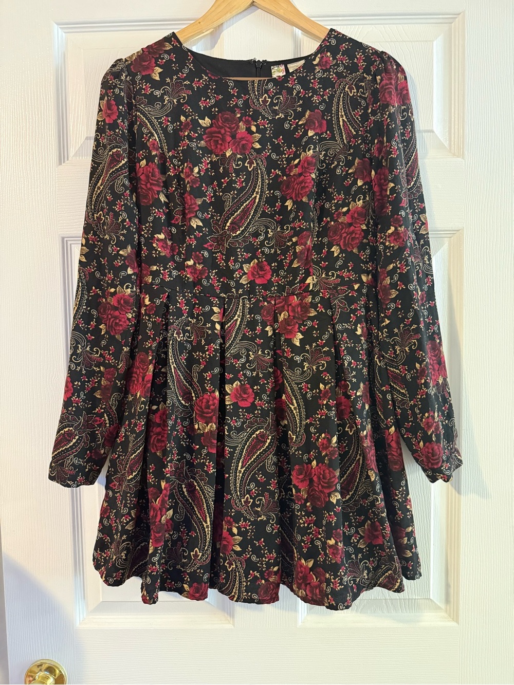 Mimi Chica Black Dress with Burgundy Floral & Paisley Print